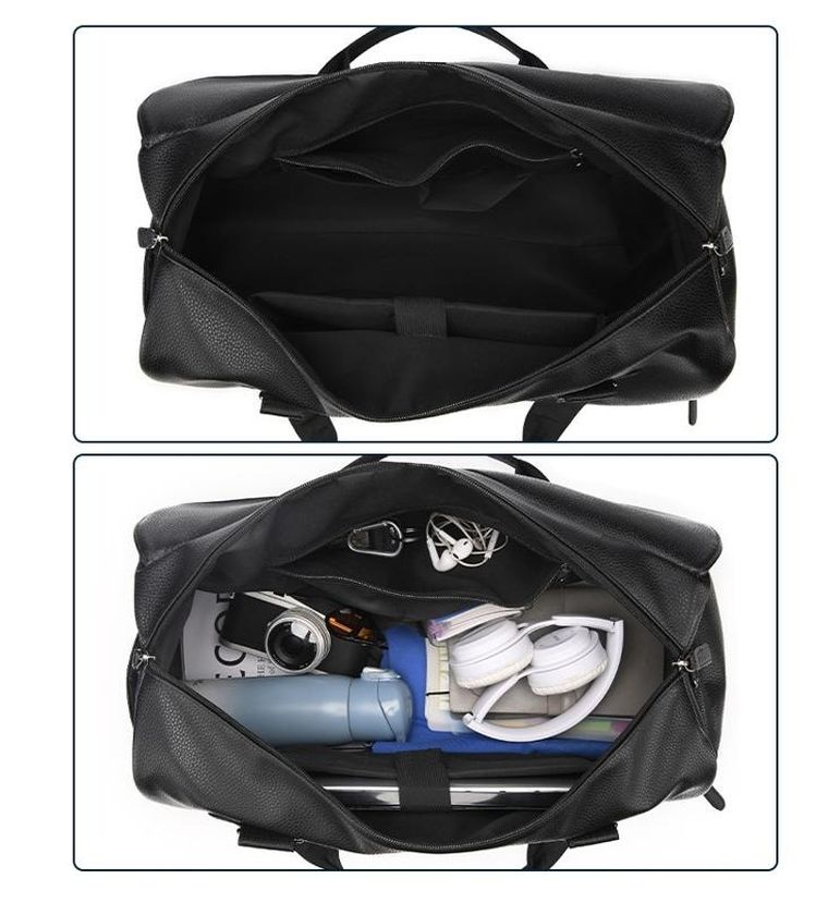 Torba podróżna, skórzana, czarna