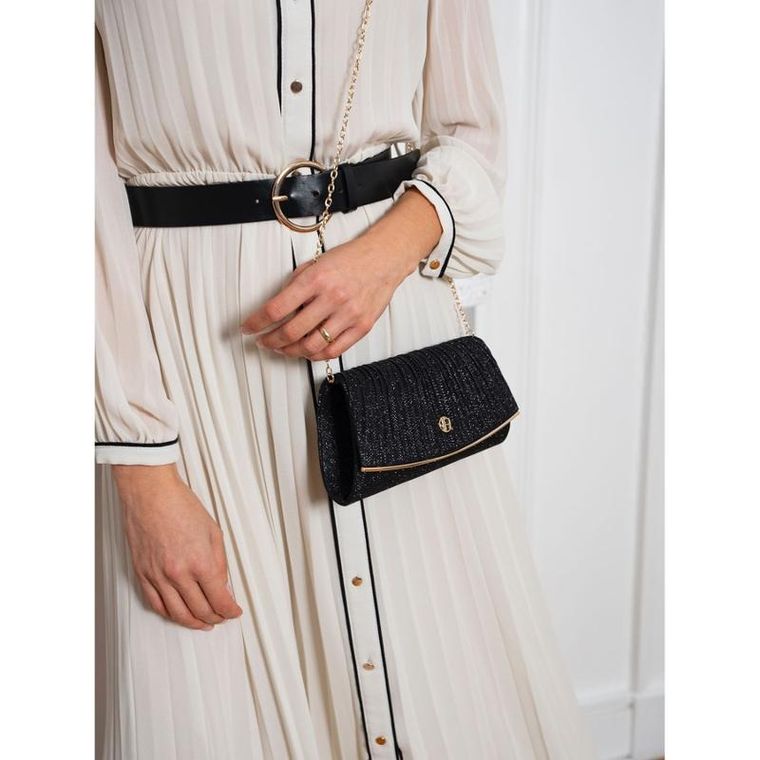 Torebka kopertówka, czarna, Rovicky