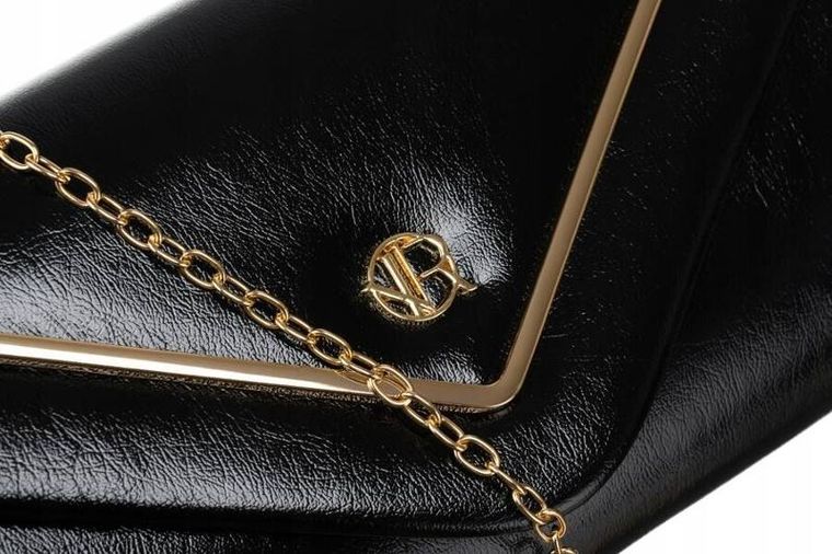 Torebka kopertówka, czarna, skóra ekologiczna, Rovicky