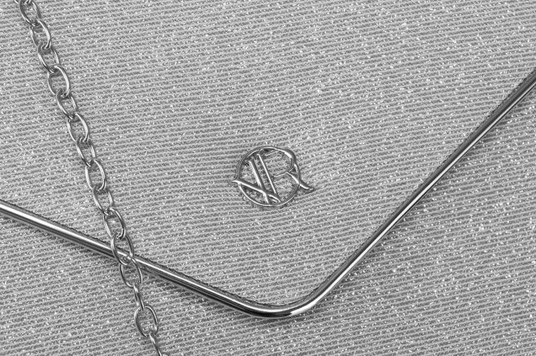 Torebka kopertówka, srebrna, Rovicky