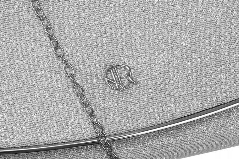 Torebka kopertówka, srebrna, Rovicky