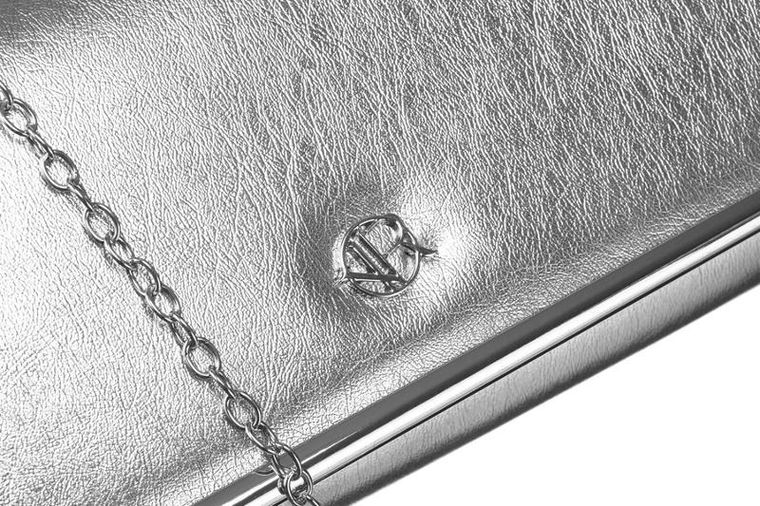 Torebka kopertówka, srebrna, skóra ekologiczna, Rovicky