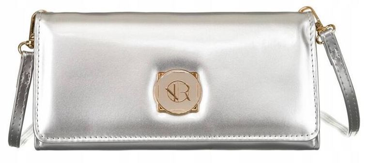 Torebka kopertówka, srebrna, skóra ekologiczna, Rovicky