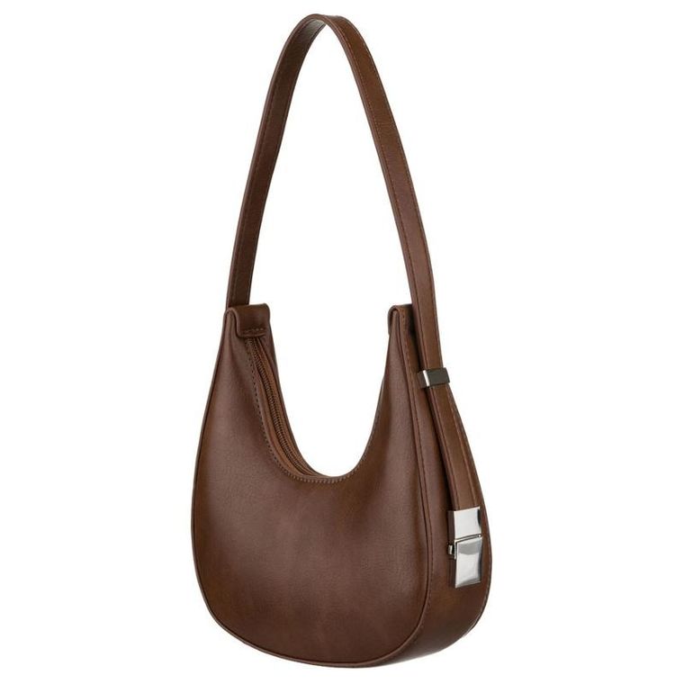 Torebka listonoszka, bagietka, brązowa, skóra ekologiczna, Peterson