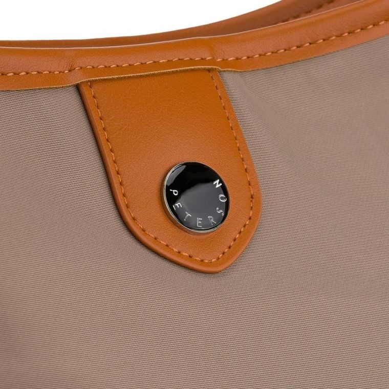 Torebka listonoszka, beżowa, skóra ekologiczna, Peterson