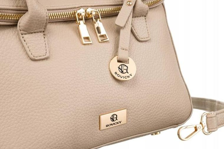 Torebka listonoszka, beżowa, skóra ekologiczna, Rovicky