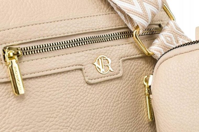 Torebka listonoszka, beżowa, skóra ekologiczna, Rovicky