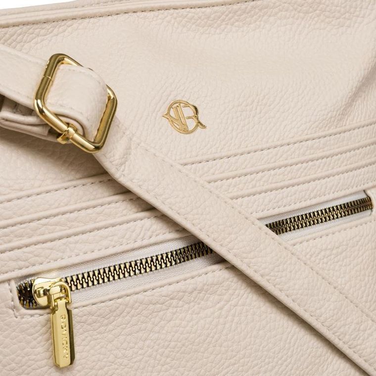 Torebka listonoszka, beżowa, skóra ekologiczna, Rovicky