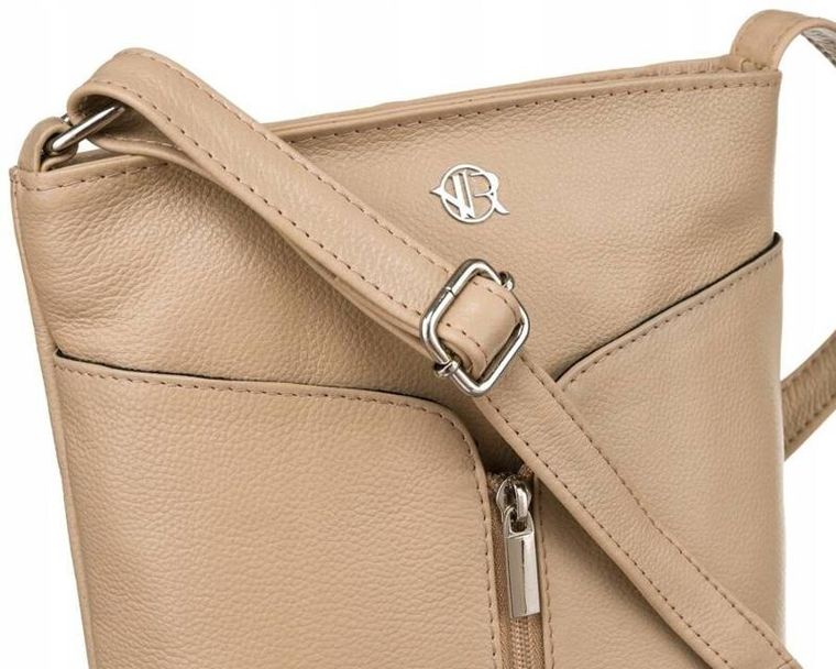 Torebka listonoszka, beżowa, skórzana, Rovicky