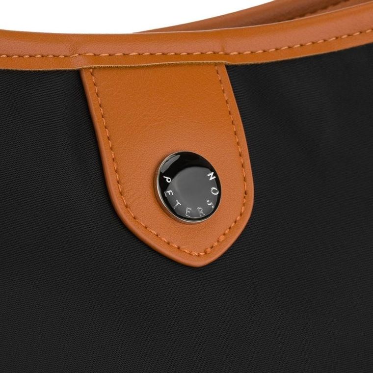 Torebka listonoszka, czarna, skóra ekologiczna, Peterson