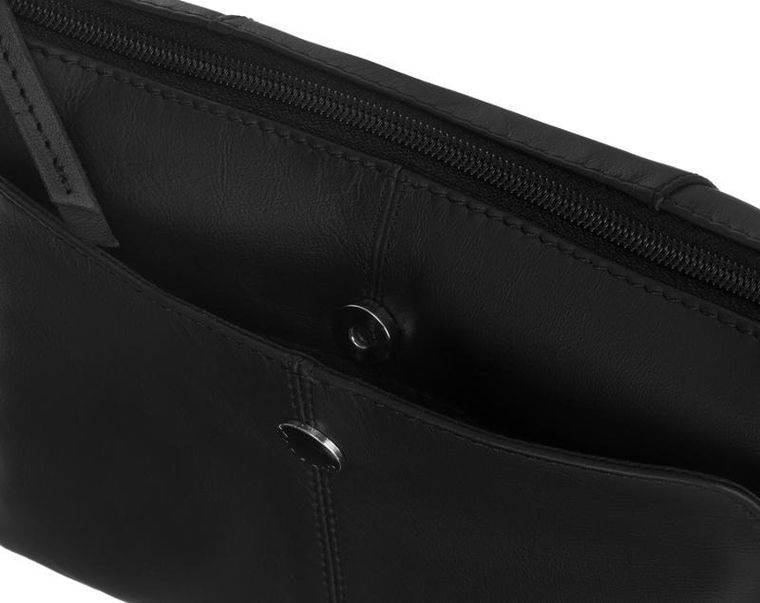 Torebka listonoszka, czarna, skórzana, Peterson