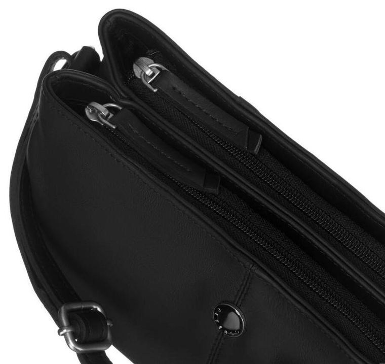 Torebka listonoszka, czarna, skórzana, Peterson