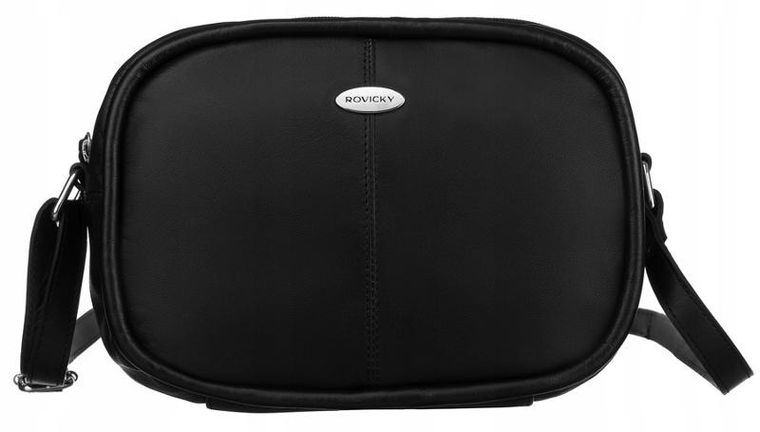 Torebka listonoszka, czarna, skórzana, Rovicky