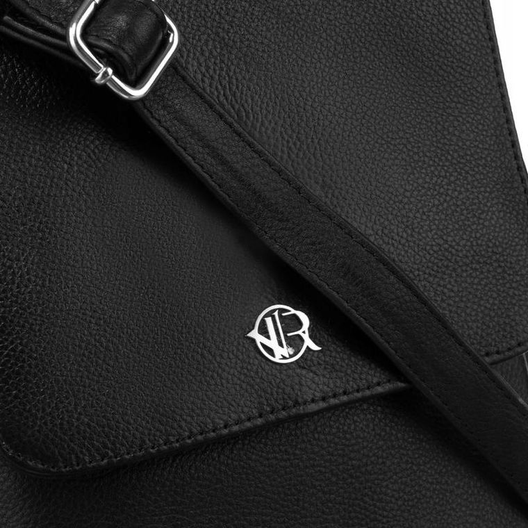 Torebka listonoszka, czarna, skórzana, Rovicky