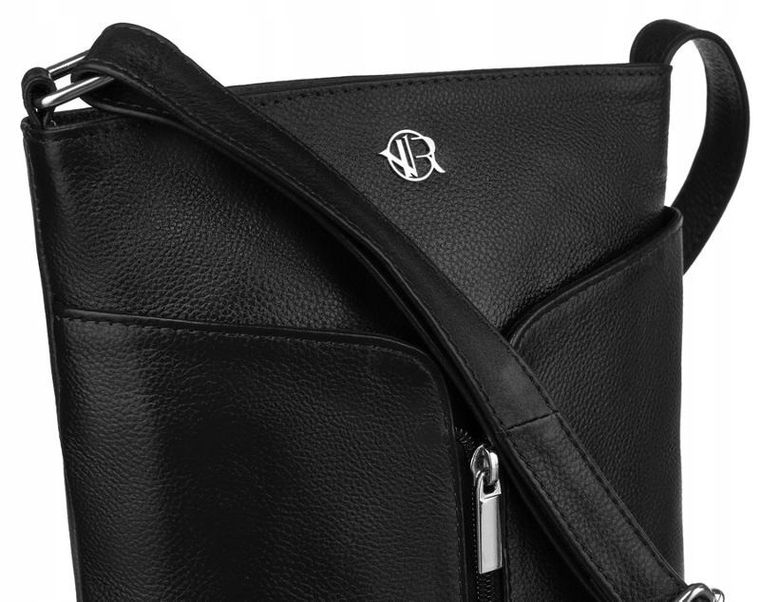 Torebka listonoszka, czarna, skórzana, Rovicky