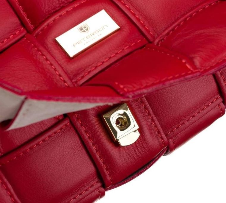 Torebka listonoszka, czerwona, skórzana, Peterson