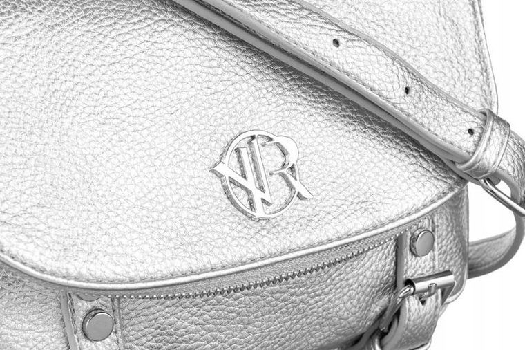 Torebka listonoszka, srebrna, skóra ekologiczna, Rovicky