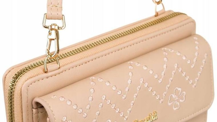 Torebka-portfel, beżowa, skóra ekologiczna, Cavaldi