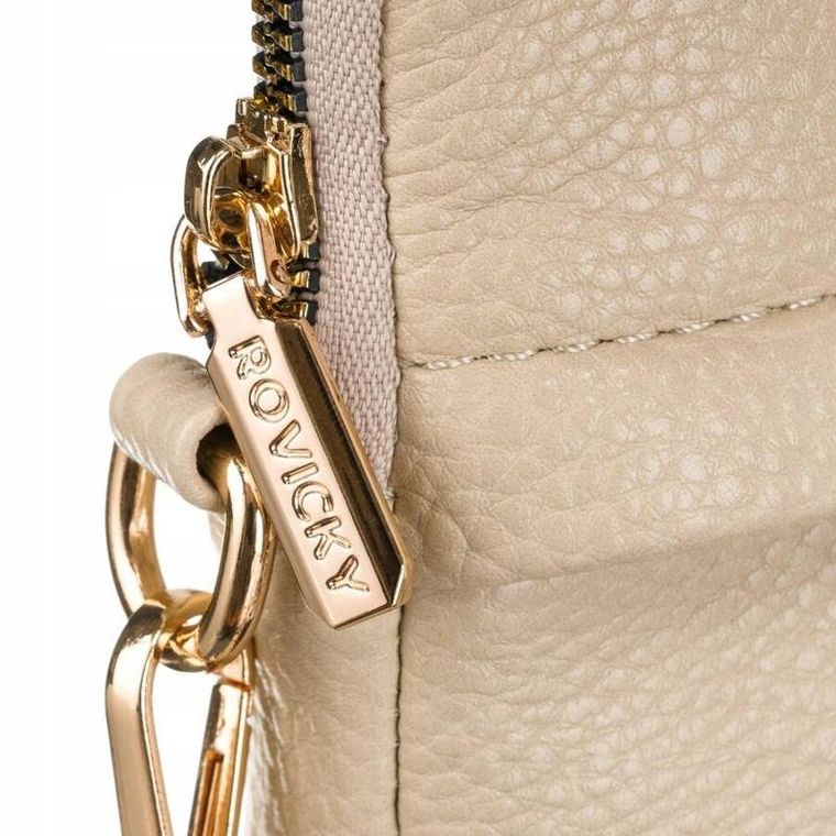 Torebka-portfel, beżowa, skóra ekologiczna, Rovicky