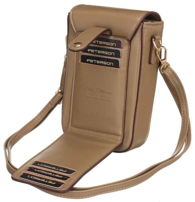 Torebka-portfel, brązowa, skóra ekologiczna, Peterson