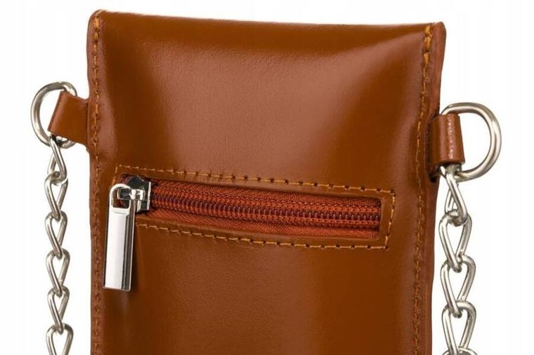 Torebka-portfel, brązowa, skórzana, Cavaldi