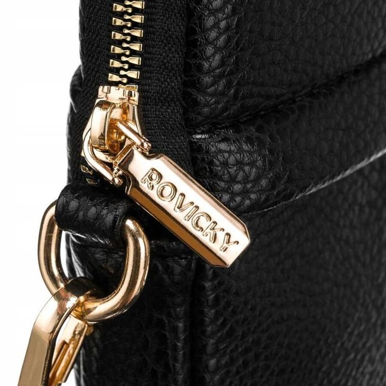 Torebka-portfel, czarna, skóra ekologiczna, Rovicky