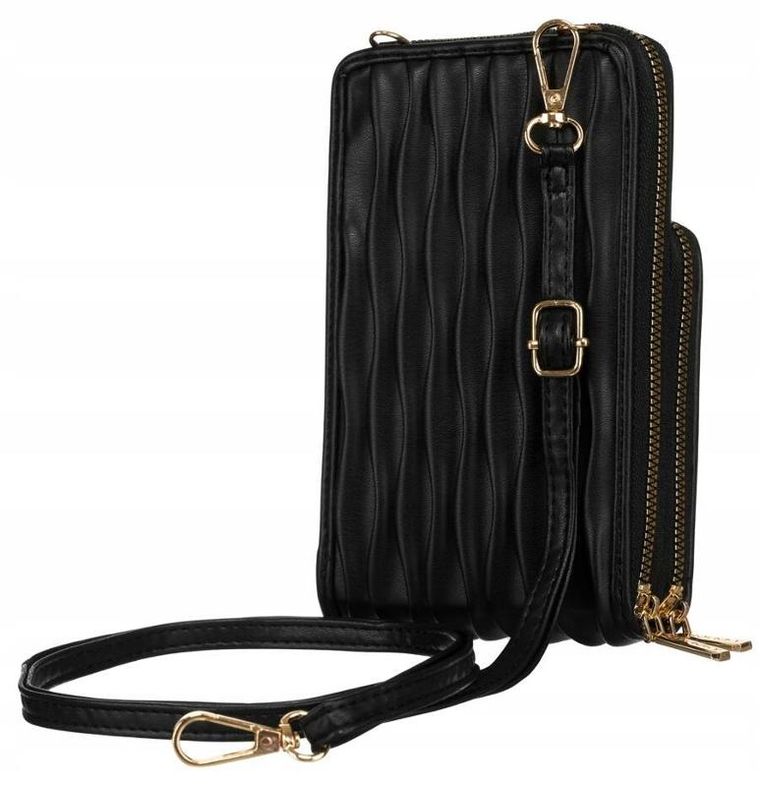 Torebka-portfel, czarna, skóra ekologiczna, Rovicky