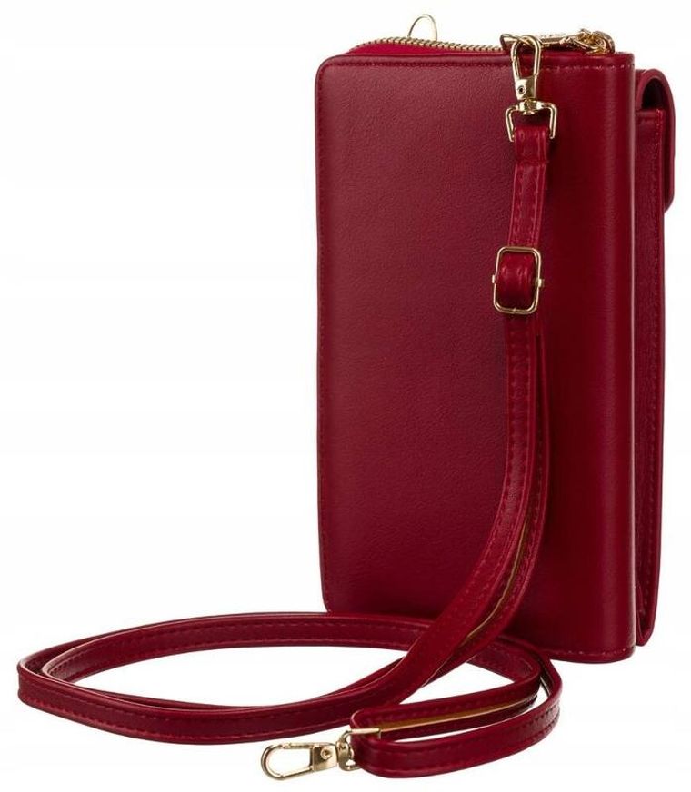 Torebka-portfel, czerwona, skóra ekologiczna, Cavaldi