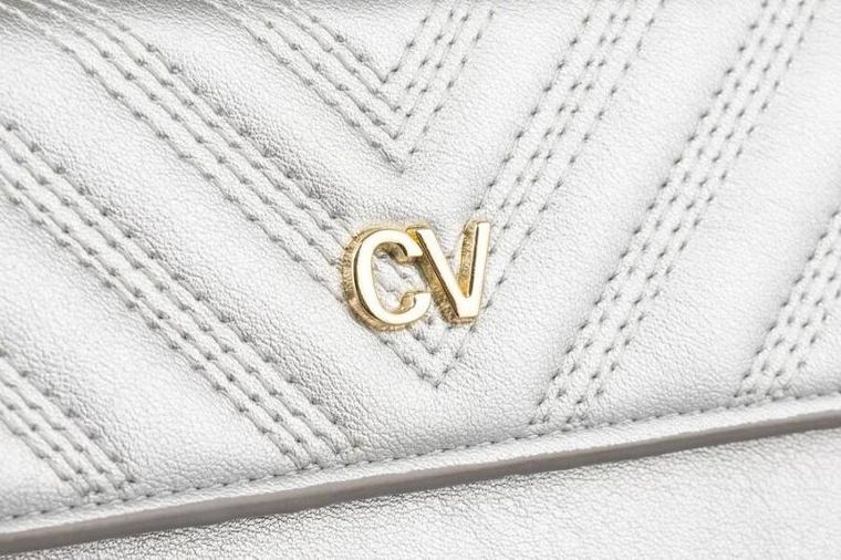 Torebka-portfel, srebrna, skóra ekologiczna, Cavaldi