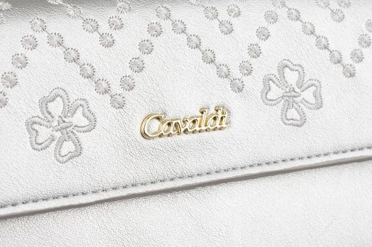 Torebka-portfel, srebrna, skóra ekologiczna, Cavaldi