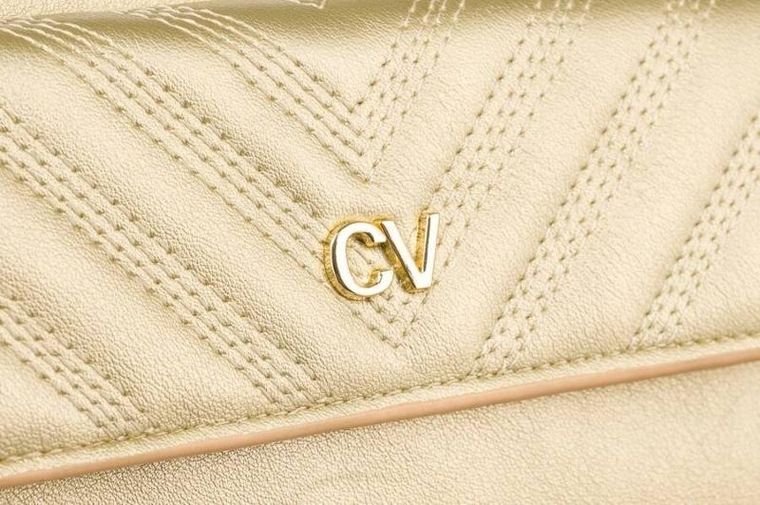 Torebka-portfel, złota, skóra ekologiczna, Cavaldi