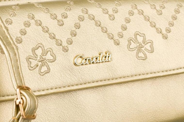 Torebka-portfel, złota, skóra ekologiczna, Cavaldi