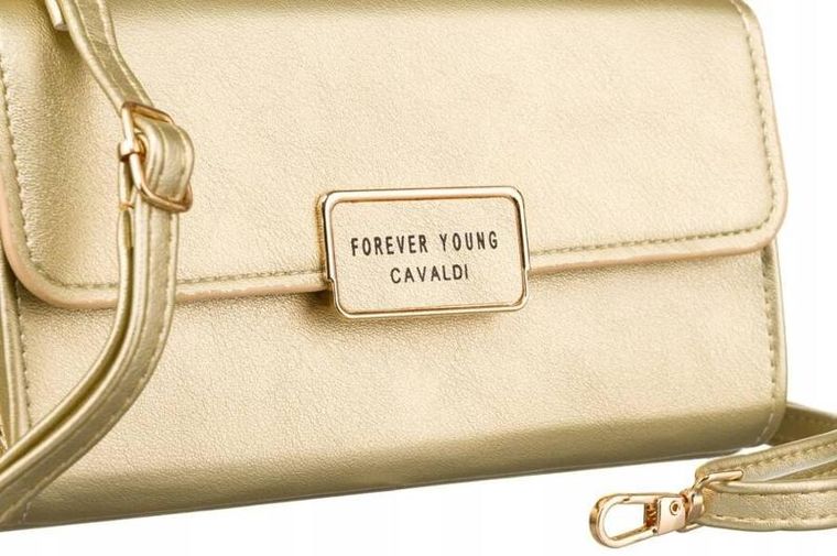 Torebka-portfel, złota, skóra ekologiczna, Cavaldi