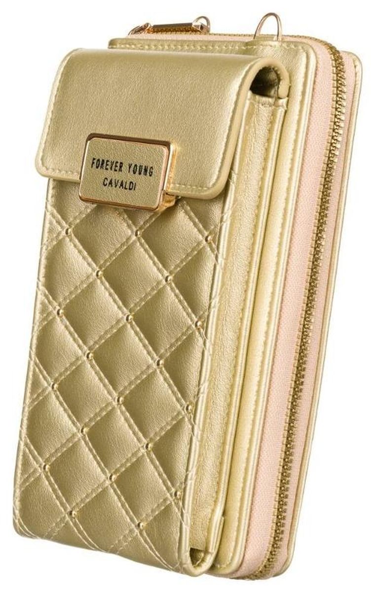 Torebka-portfel, złota, skóra ekologiczna, Cavaldi