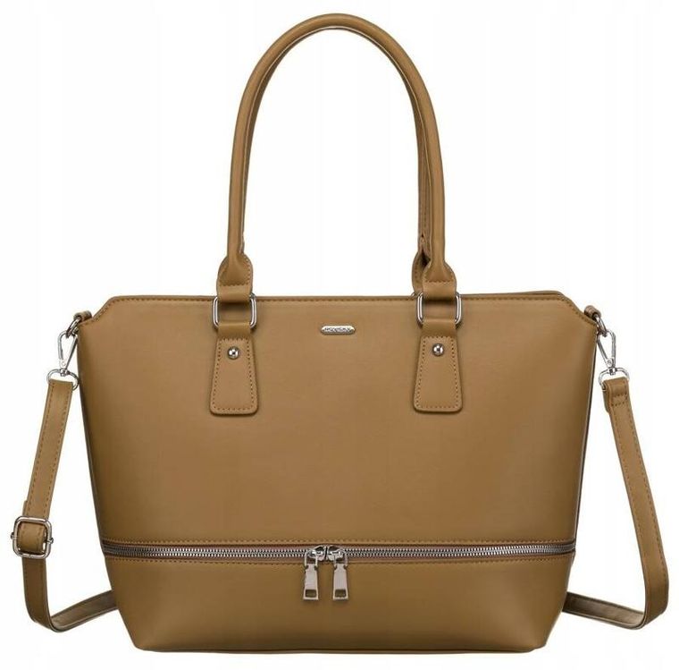 Torebka shopper, beżowa, skóra ekologiczna, Rovicky