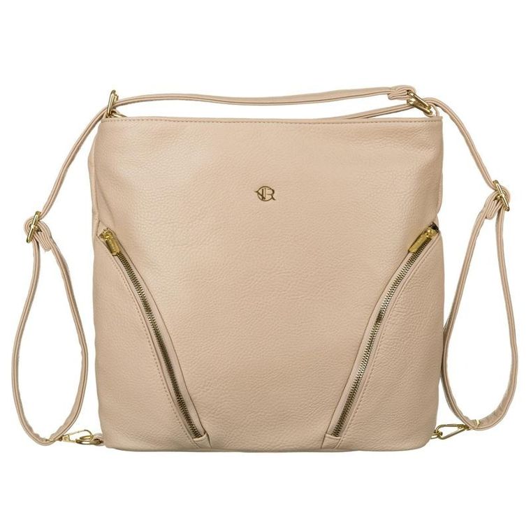 Torebka shopper, beżowa, skóra ekologiczna, Rovicky