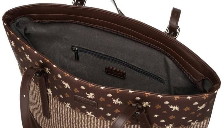 Torebka shopper, brązowa, skóra ekologiczna, David Jones