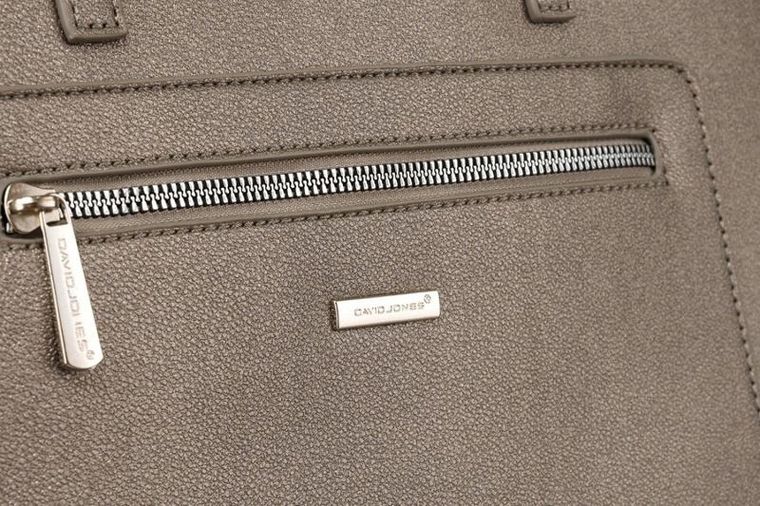 Torebka shopper, brązowa, skóra ekologiczna, David Jones