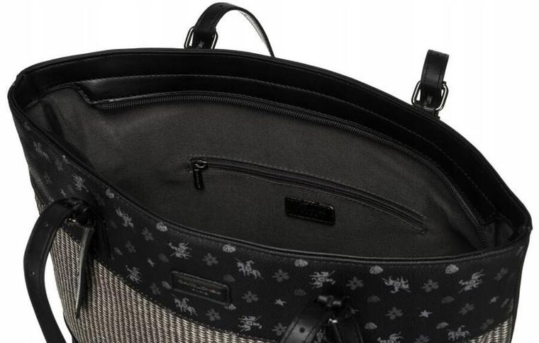 Torebka shopper, czarna, skóra ekologiczna, David Jones