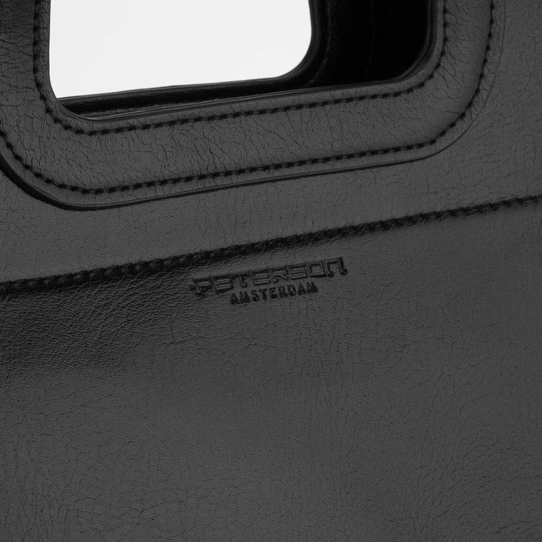 Torebka shopper, czarna, skóra ekologiczna, Peterson