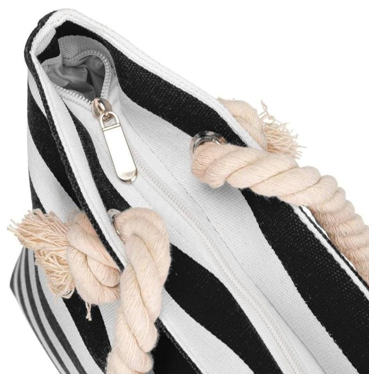 Torebka shopper, czarno-biała, plażowa