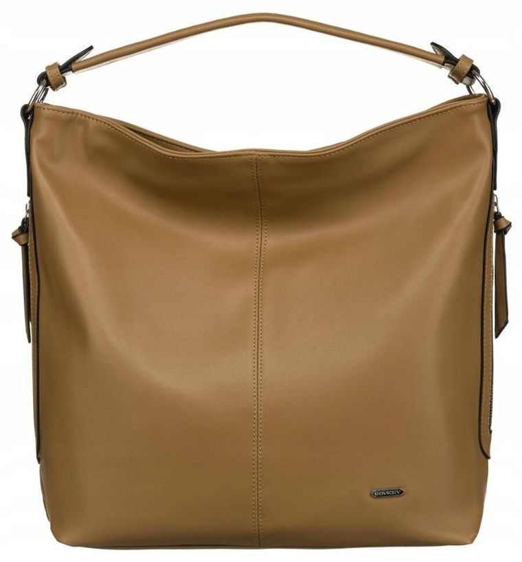 Torebka shopper, jasnobrązowa, skóra ekologiczna, Rovicky