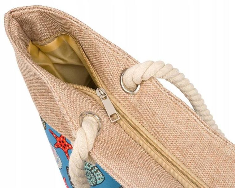 Torebka shopper, niebieska, plażowa