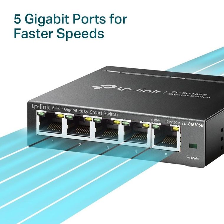 TP-Link, switch, TL-SG105E (5x 10/100/1000Mbps)