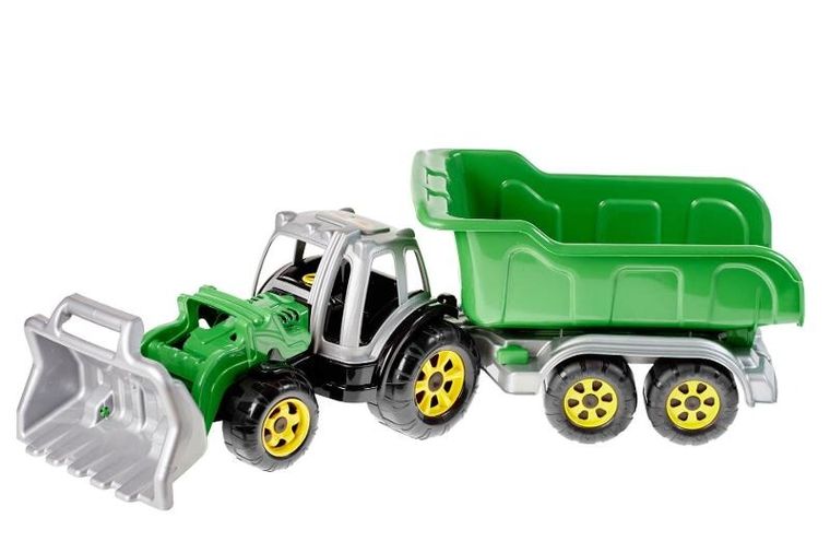 Traktor z ładowarką i przyczepą, pojazd rolniczy