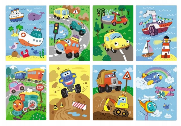 Transport. Malowanka wodna z markerem