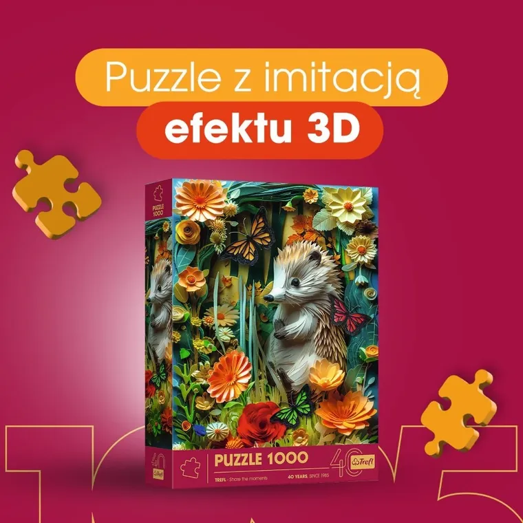 Trefl, 40-lecie, Paper Art: Jeż, puzzle, 1000 elementów