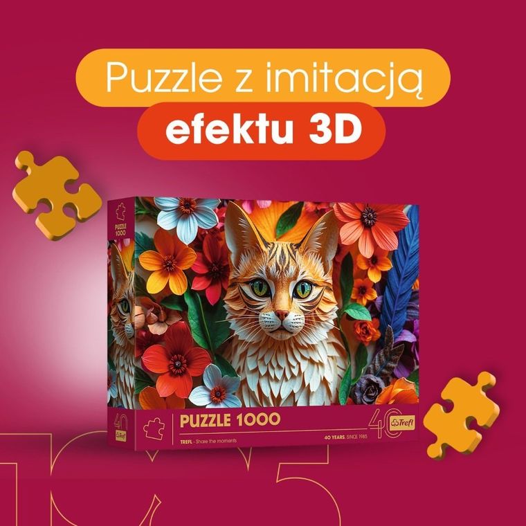 Trefl, 40-lecie, Paper Art: Kot, puzzle, 1000 elementów