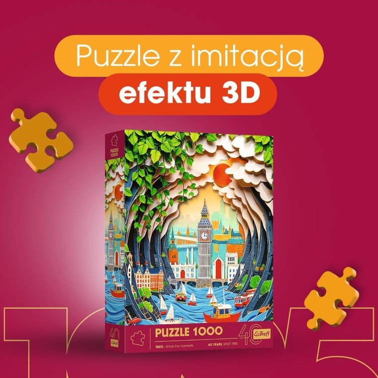 Trefl, 40-lecie, Paper Art: Londyn, puzzle, 1000 elementów