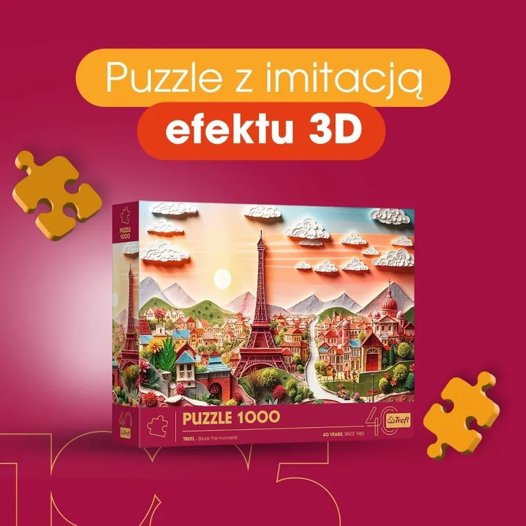 Trefl, 40-lecie, Paper Art: Paryż, puzzle, 1000 elementów